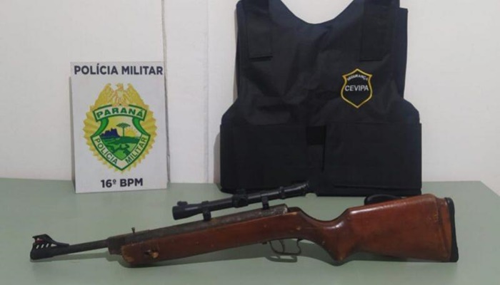 Candói - Polícia Militar apreende homem com arma, munições e colete balístico